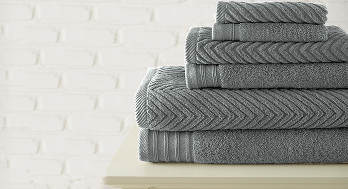 CASABLANCA JACQUARD TOWEL HERRINGBONE COLLECTION gray